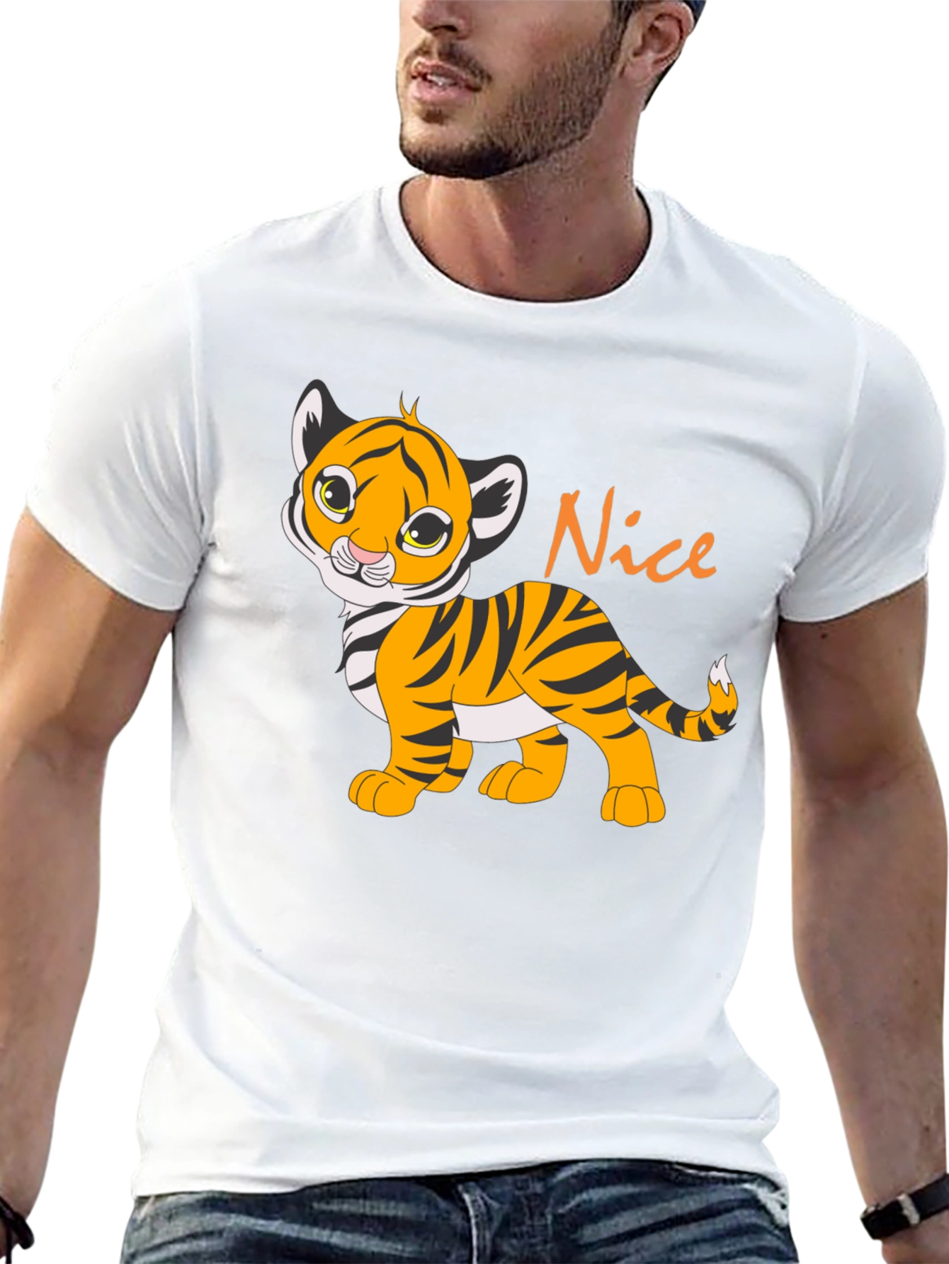 Cute Tiger Cub Nice Graphic Black T-Shirt