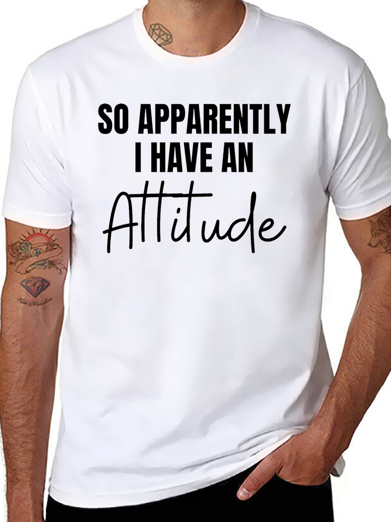 Attitude Black T-Shirt - Funny Slogan Tee