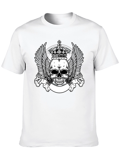 Skull Crown Wings Graphic Black T-Shirt