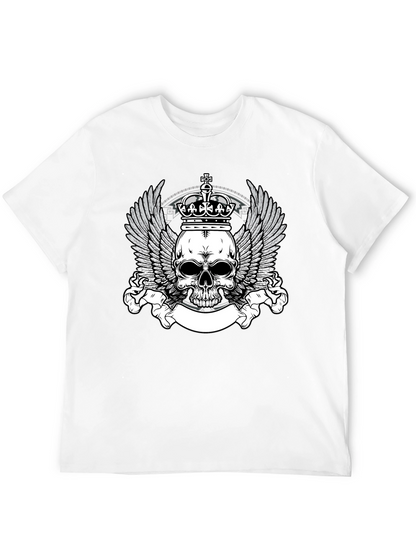 Skull Crown Wings Graphic Black T-Shirt