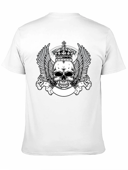Skull Crown Wings Graphic Black T-Shirt