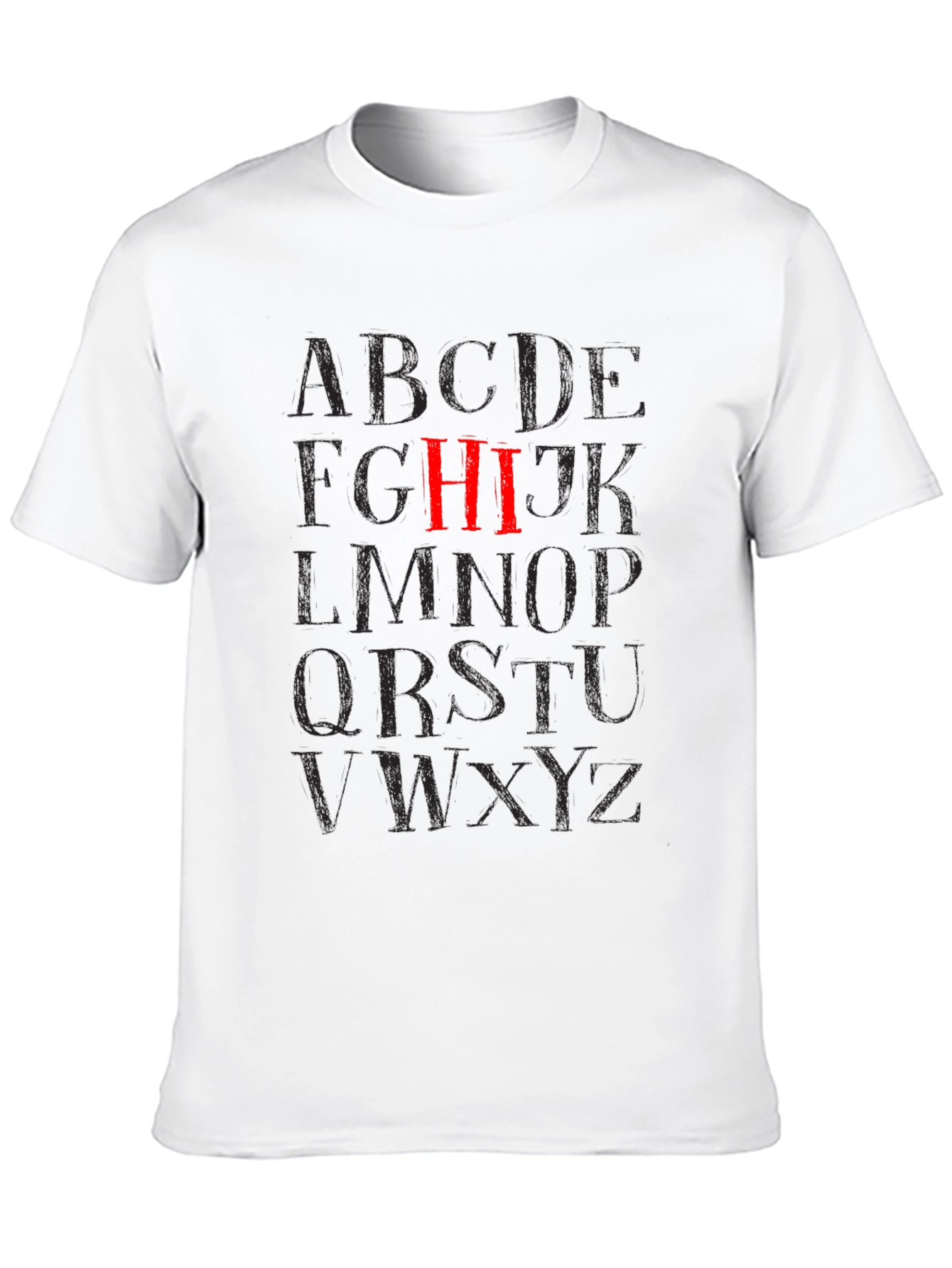 Alphabet HI Black Graphic T-Shirt