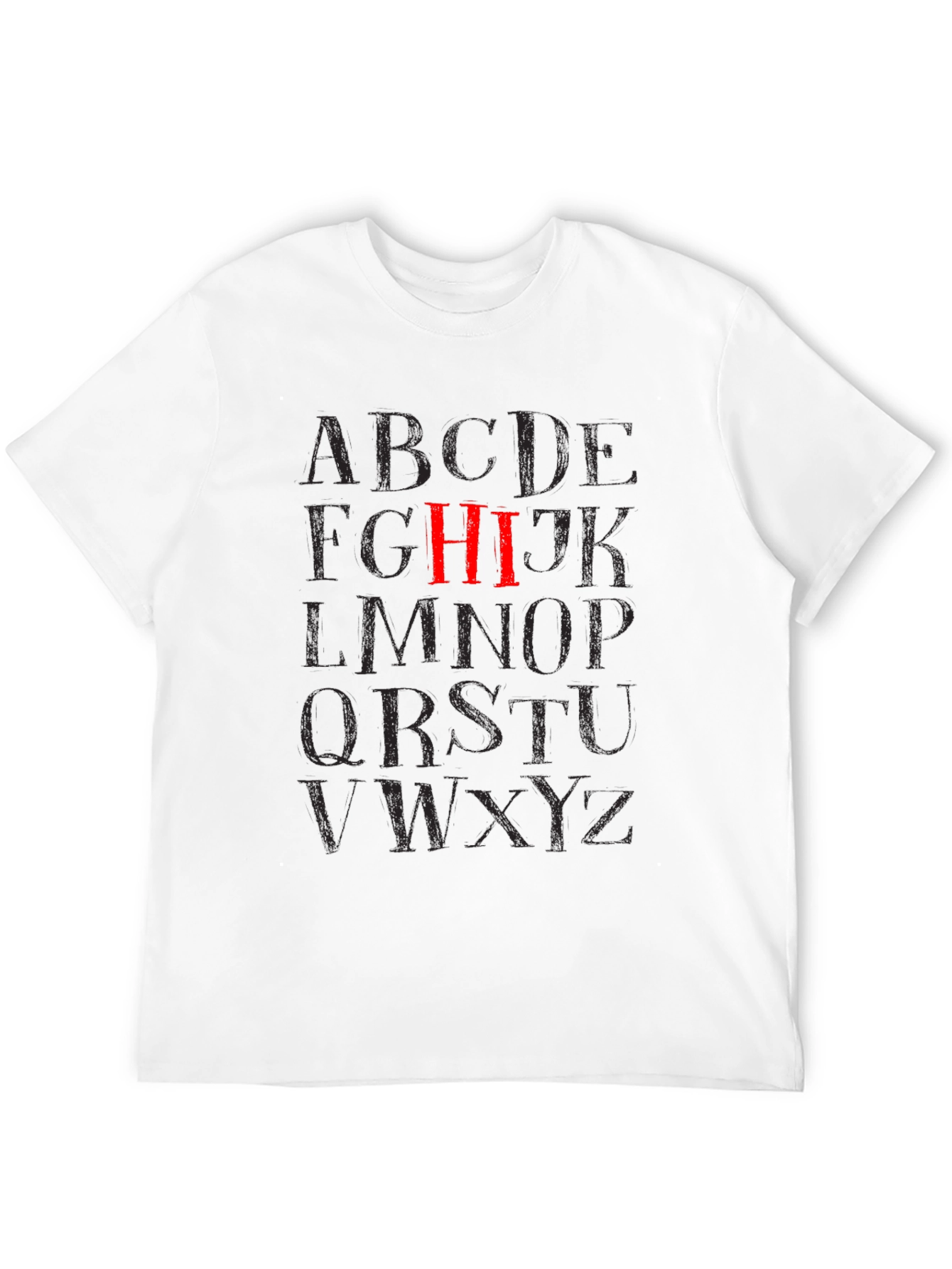 Alphabet HI Black Graphic T-Shirt