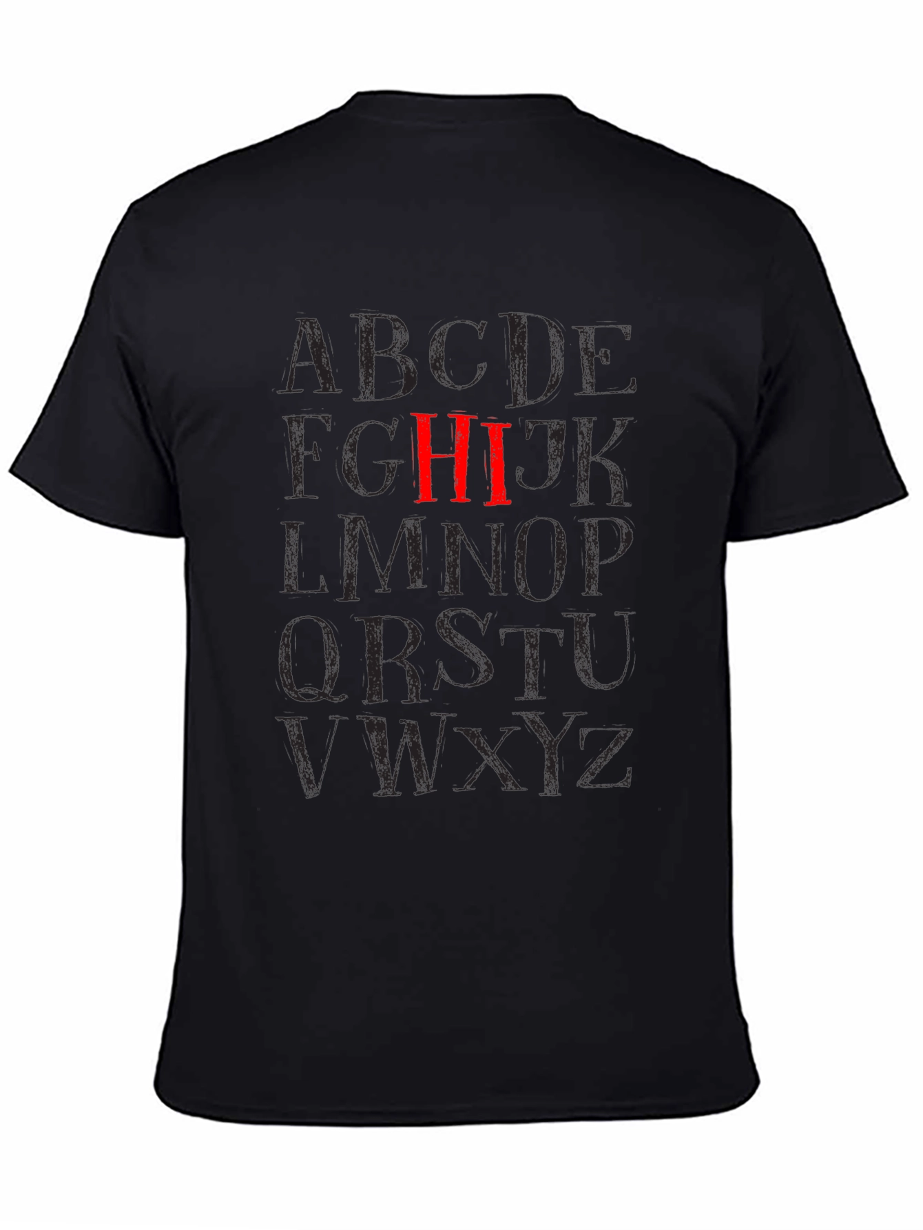 Alphabet HI Black Graphic T-Shirt