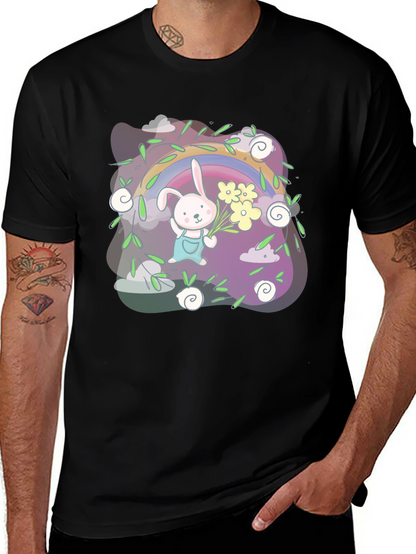 Cute Bunny Rainbow Graphic Tee