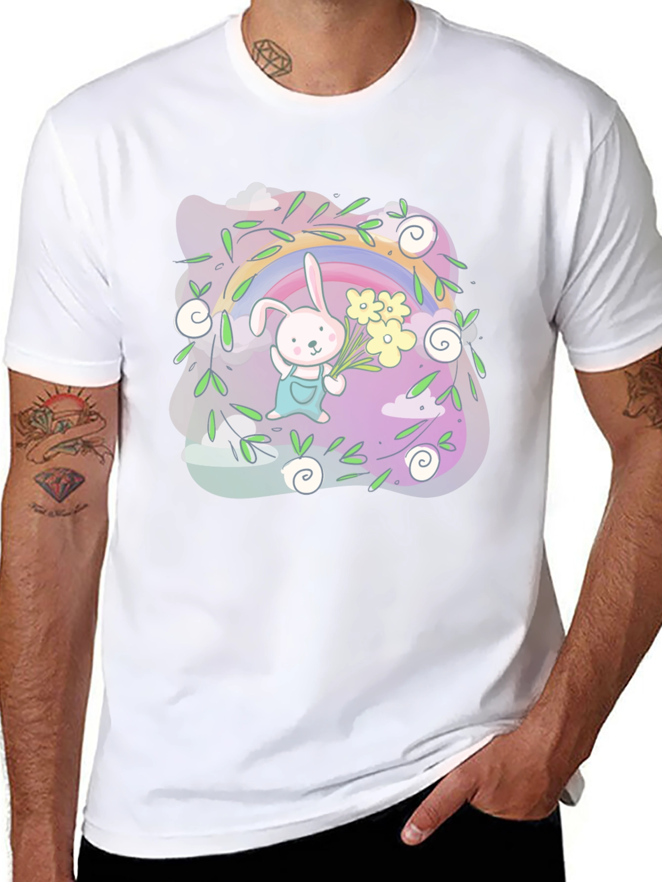 Cute Bunny Rainbow Graphic Tee