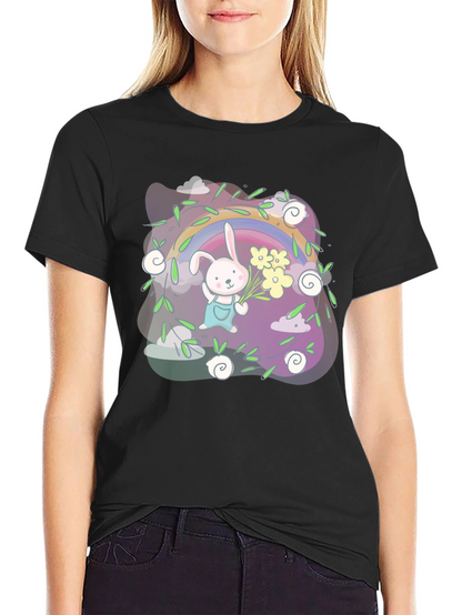 Cute Bunny Rainbow Graphic Tee