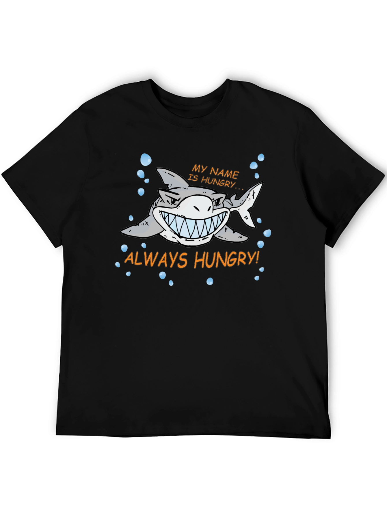 Always Hungry Shark Graphic Print Black T-Shirt