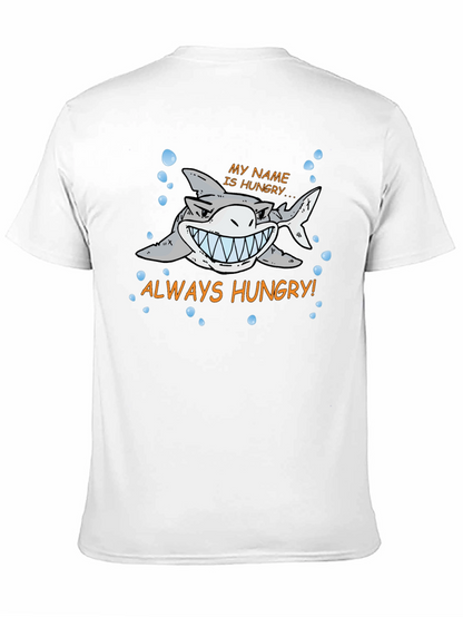 Always Hungry Shark Graphic Print Black T-Shirt
