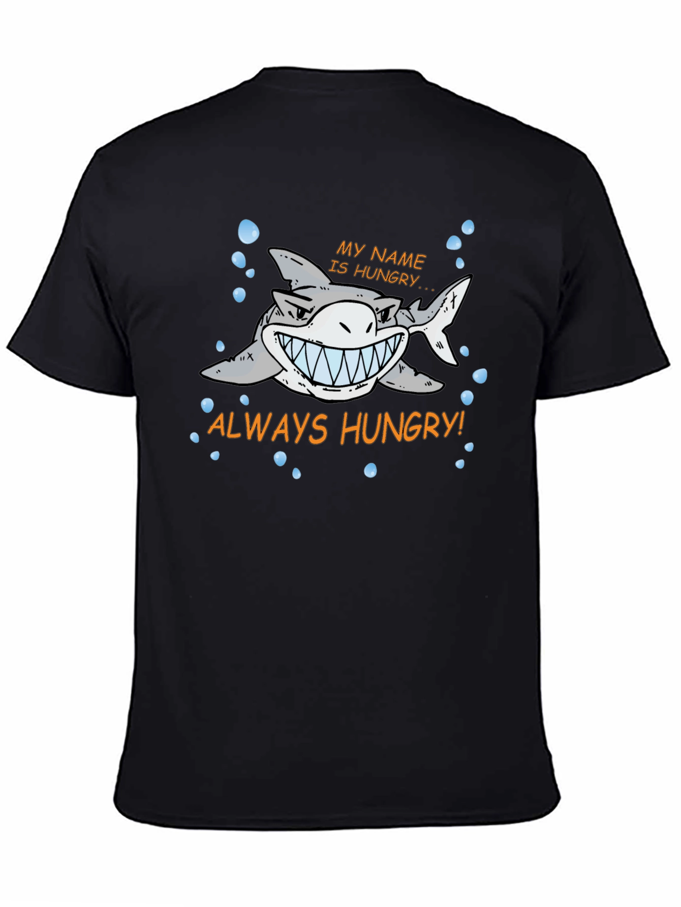 Always Hungry Shark Graphic Print Black T-Shirt