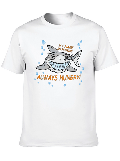 Always Hungry Shark Graphic Print Black T-Shirt