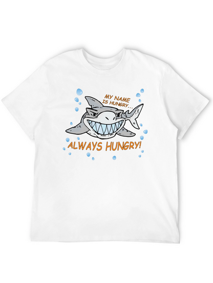 Always Hungry Shark Graphic Print Black T-Shirt