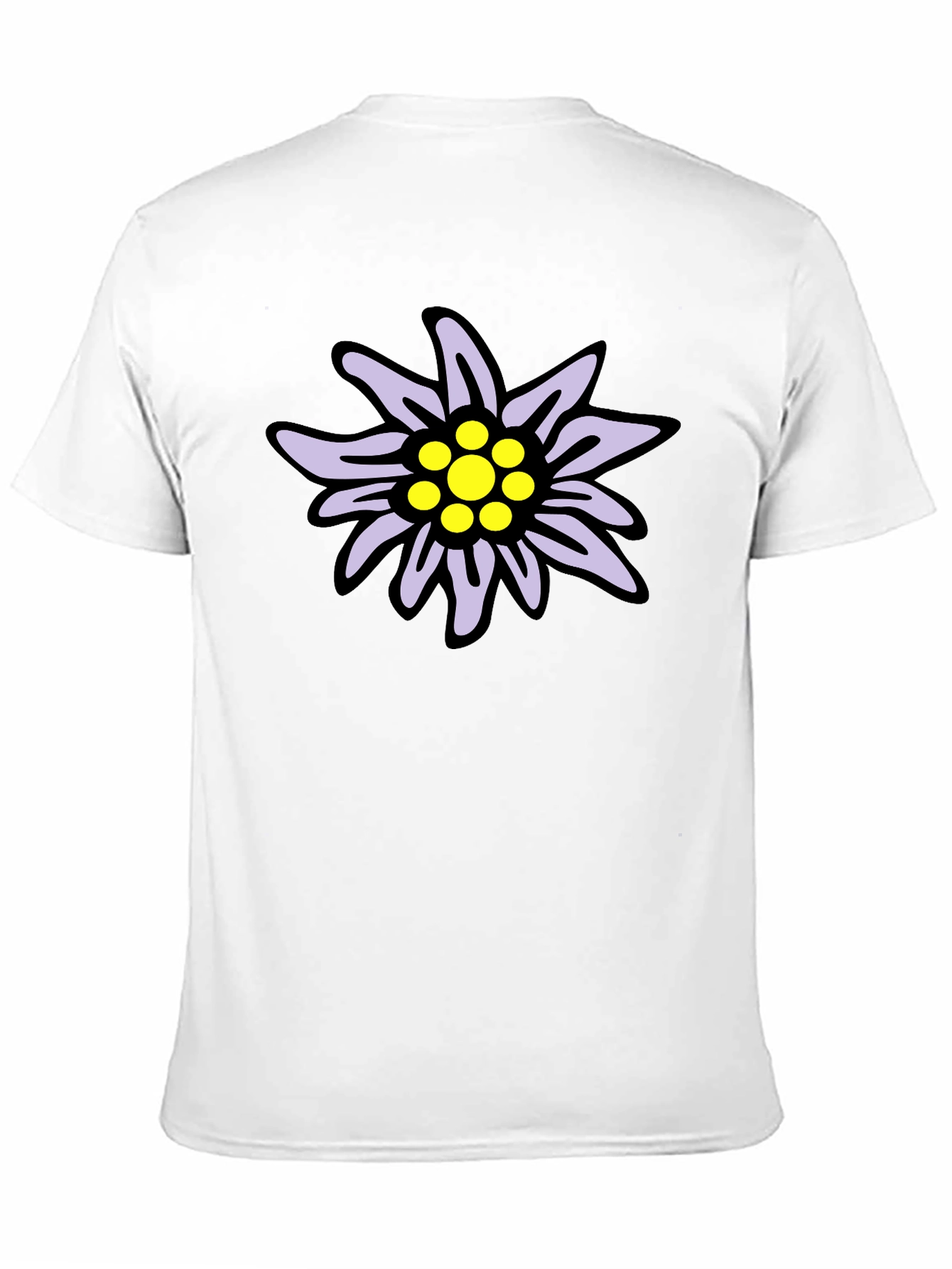 Edelweiss Flower Graphic T-Shirt - Casual Black Tee