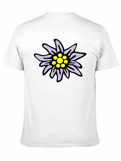Edelweiss Flower Graphic T-Shirt - Casual Black Tee