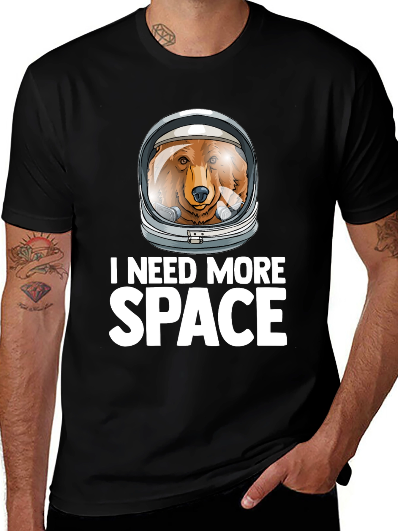 I Need More Space Bear Astronaut Graphic T-Shirt