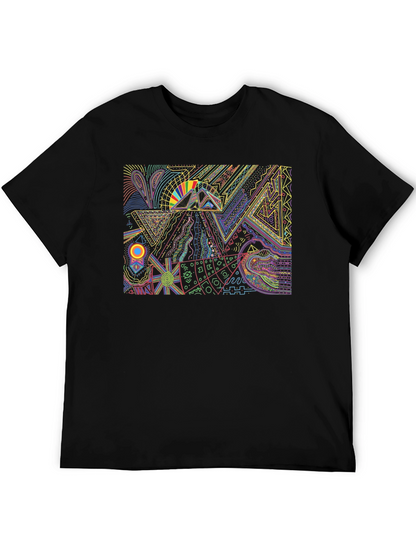 Abstract Geometric Graphic Print Black Tee
