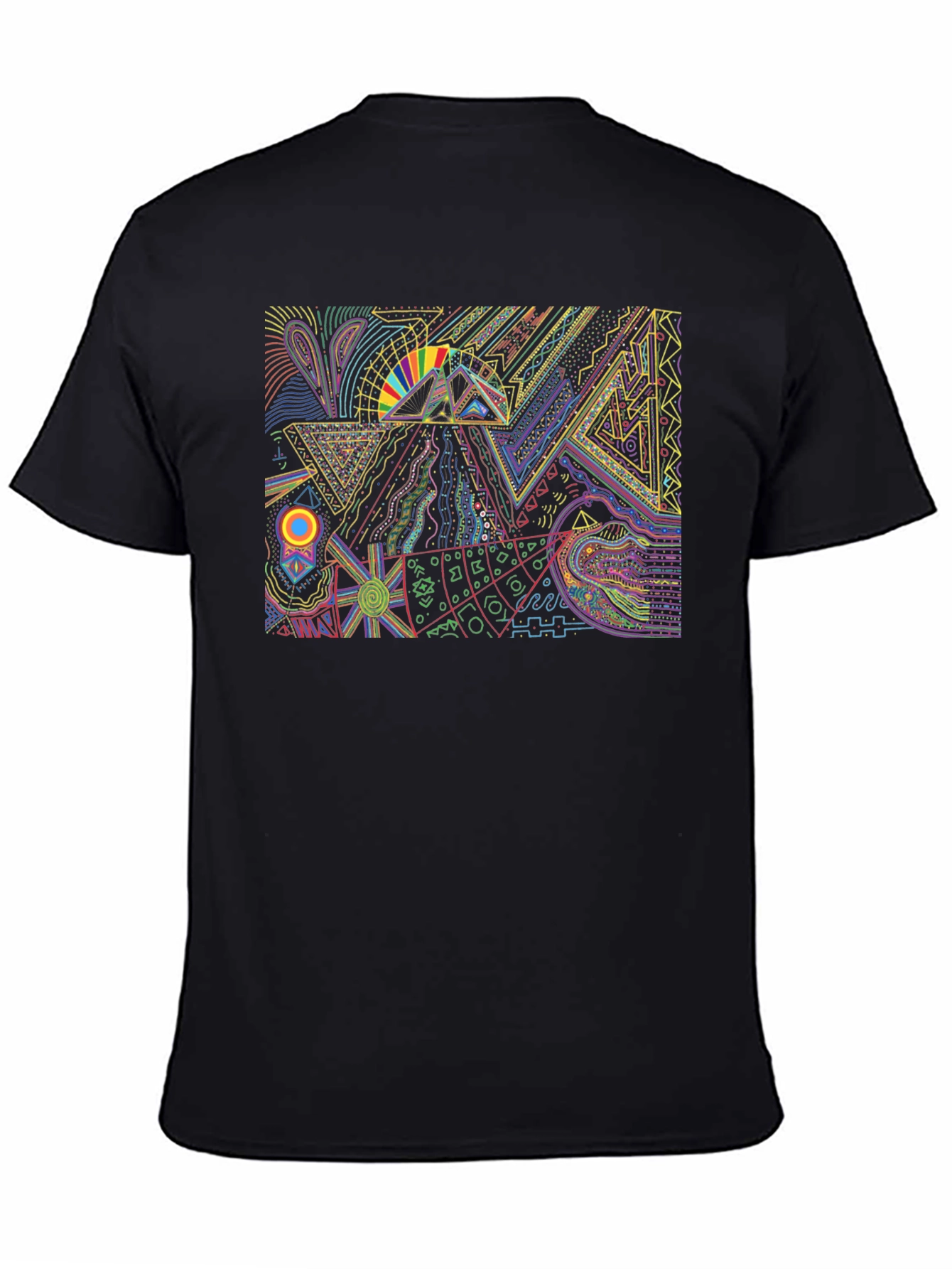 Abstract Geometric Graphic Print Black Tee