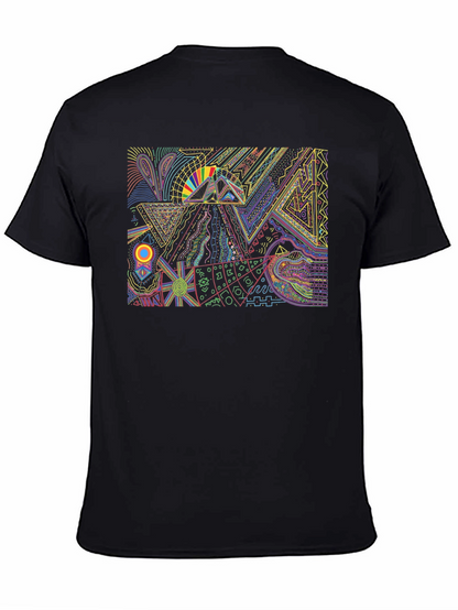 Abstract Geometric Graphic Print Black Tee