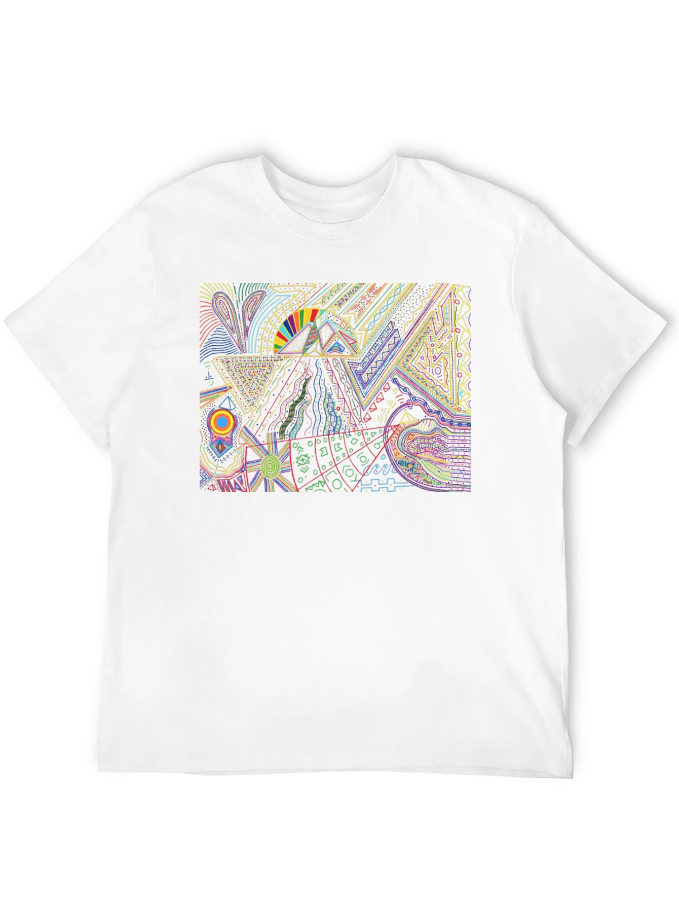 Abstract Geometric Graphic Print Black Tee