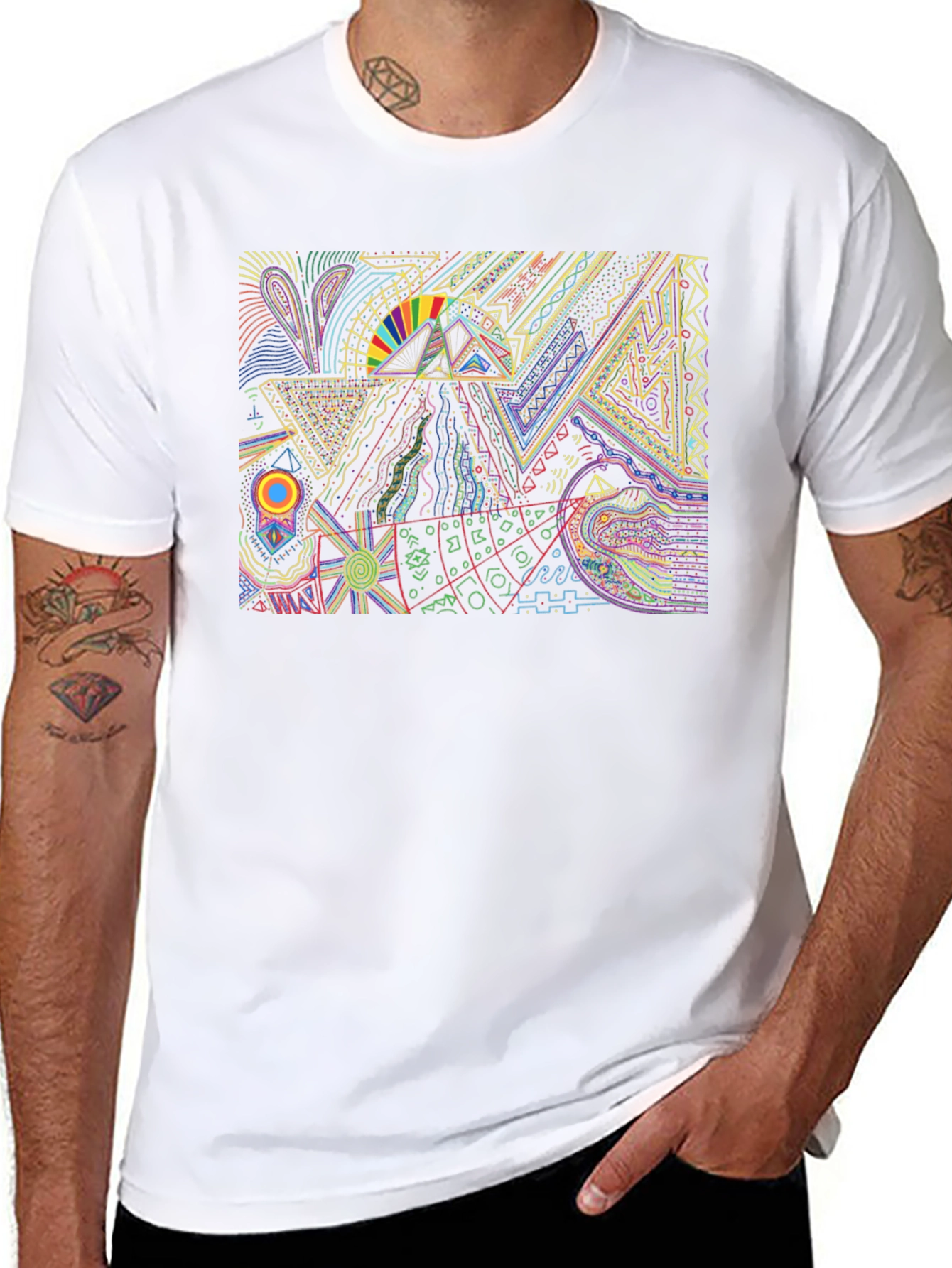 Abstract Geometric Graphic Print Black Tee