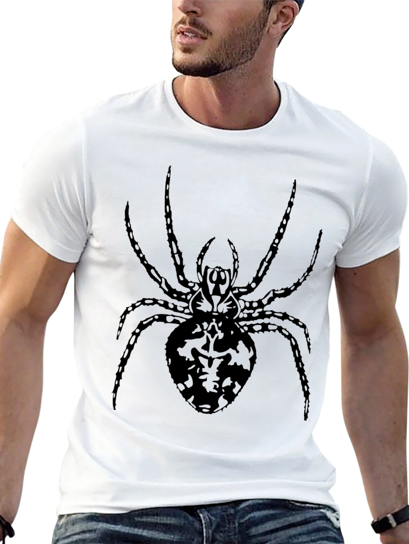 Spider Graphic Tee - Black Crew Neck T-Shirt