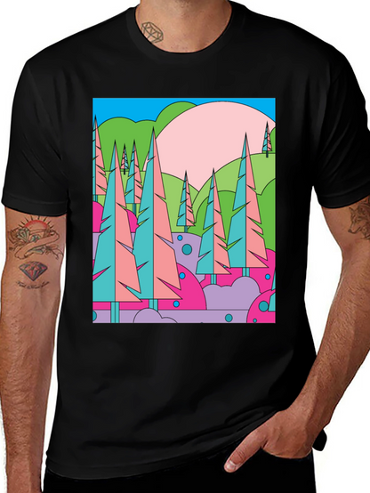 Abstract Forest Graphic T-Shirt - Retro Style Tee