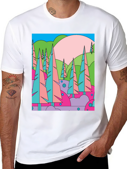 Abstract Forest Graphic T-Shirt - Retro Style Tee