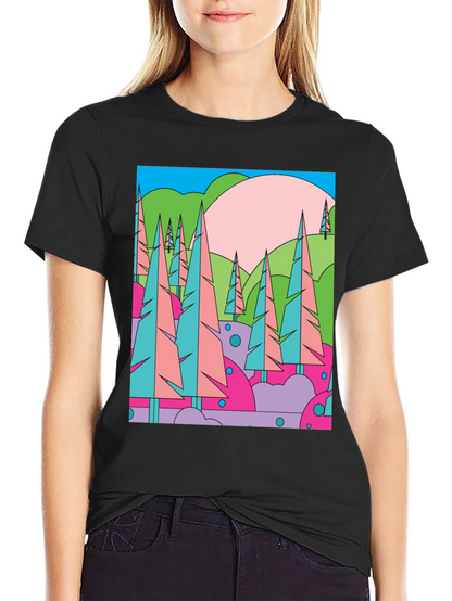 Abstract Forest Graphic T-Shirt - Retro Style Tee