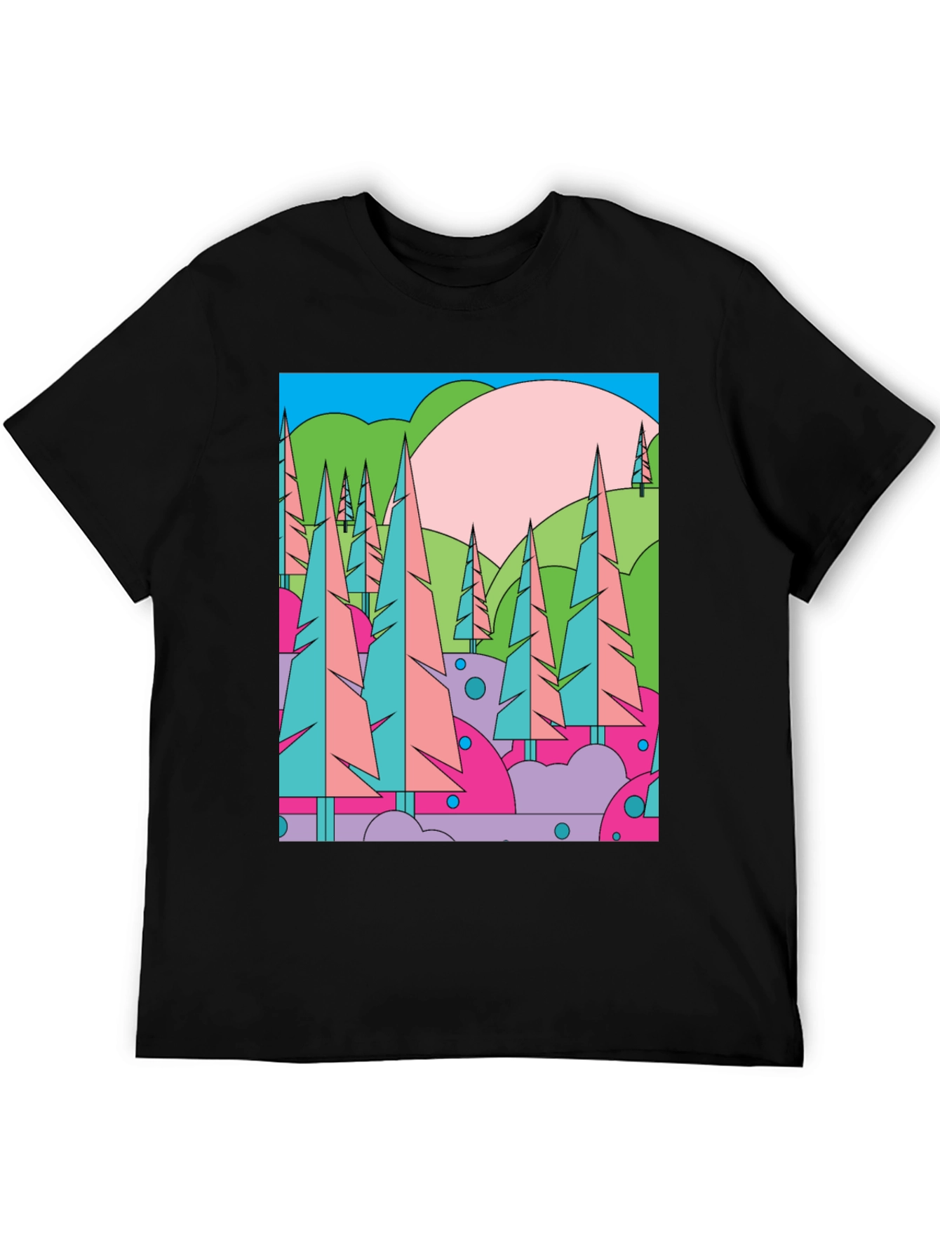 Abstract Forest Graphic T-Shirt - Retro Style Tee