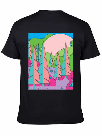 Abstract Forest Graphic T-Shirt - Retro Style Tee