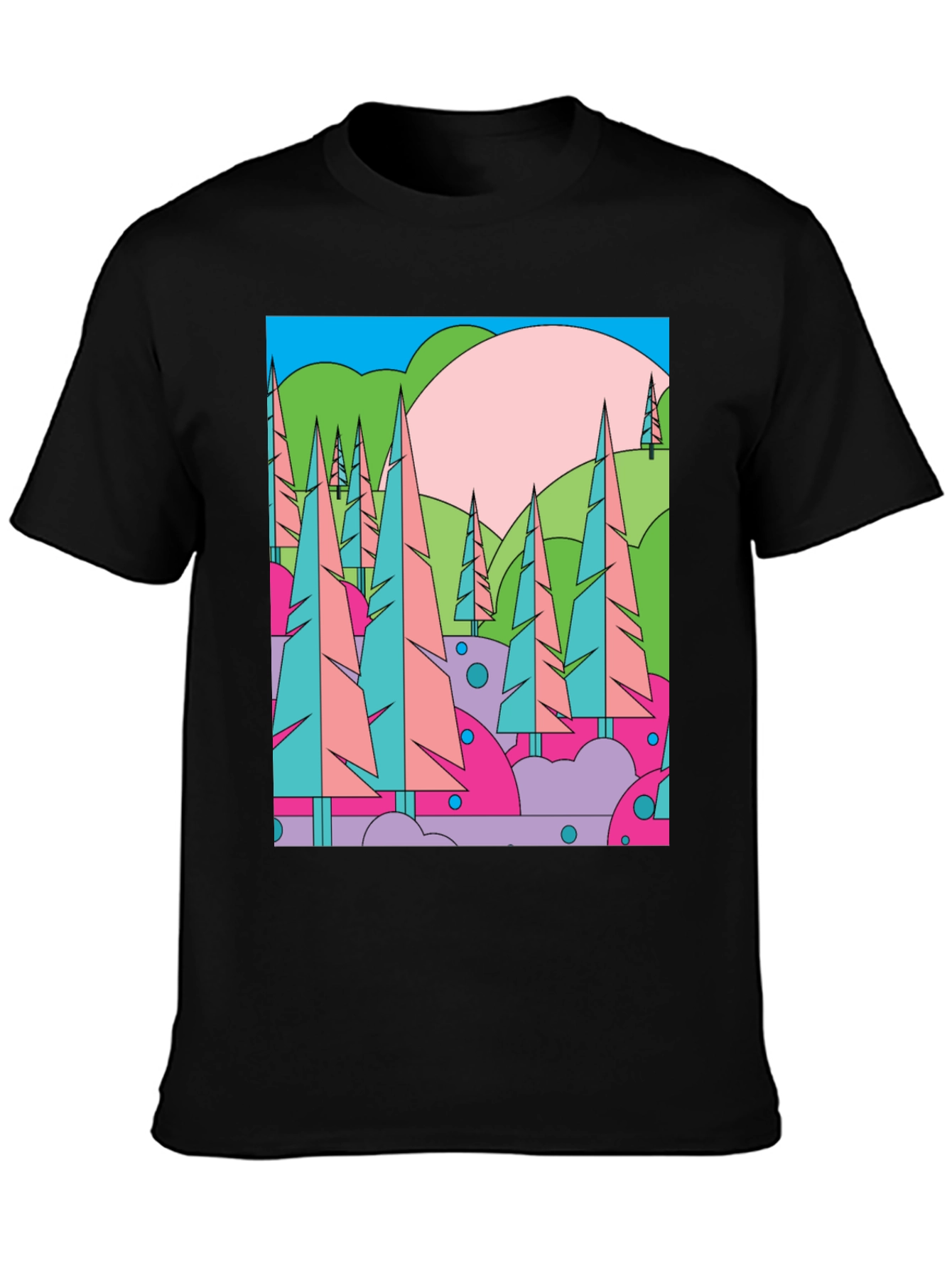 Abstract Forest Graphic T-Shirt - Retro Style Tee