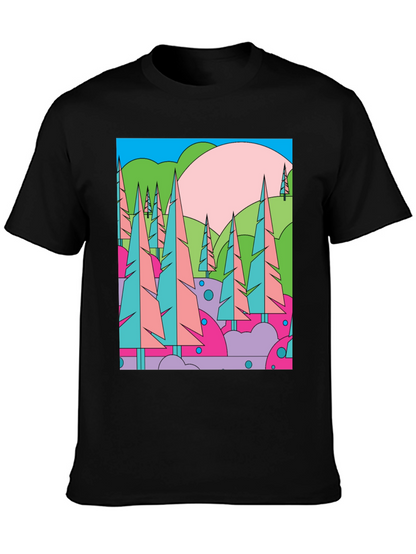 Abstract Forest Graphic T-Shirt - Retro Style Tee