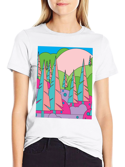 Abstract Forest Graphic T-Shirt - Retro Style Tee