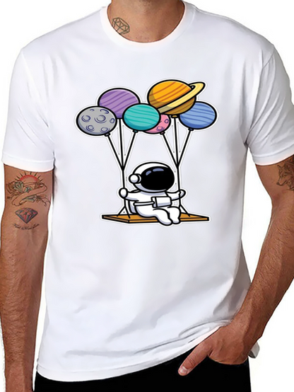 Astronaut Planet Balloon Graphic T-Shirt