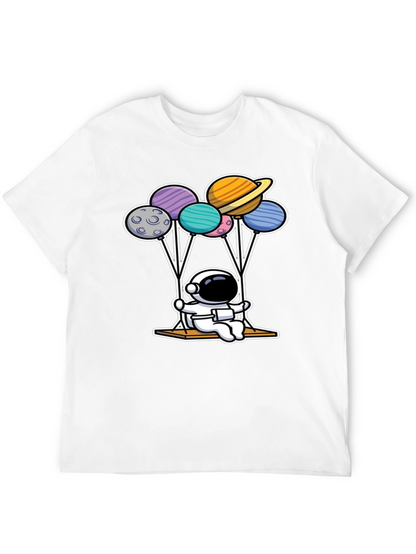 Astronaut Planet Balloon Graphic T-Shirt