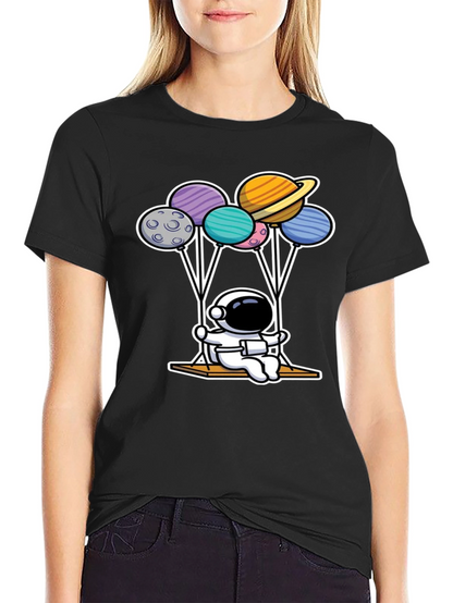 Astronaut Planet Balloon Graphic T-Shirt