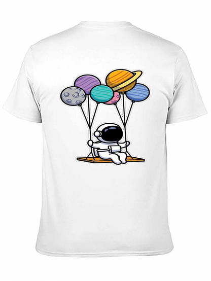 Astronaut Planet Balloon Graphic T-Shirt
