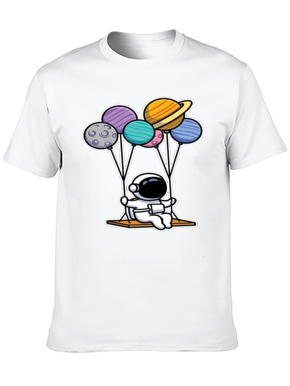 Astronaut Planet Balloon Graphic T-Shirt