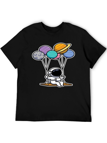 Astronaut Planet Balloon Graphic T-Shirt