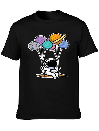 Astronaut Planet Balloon Graphic T-Shirt
