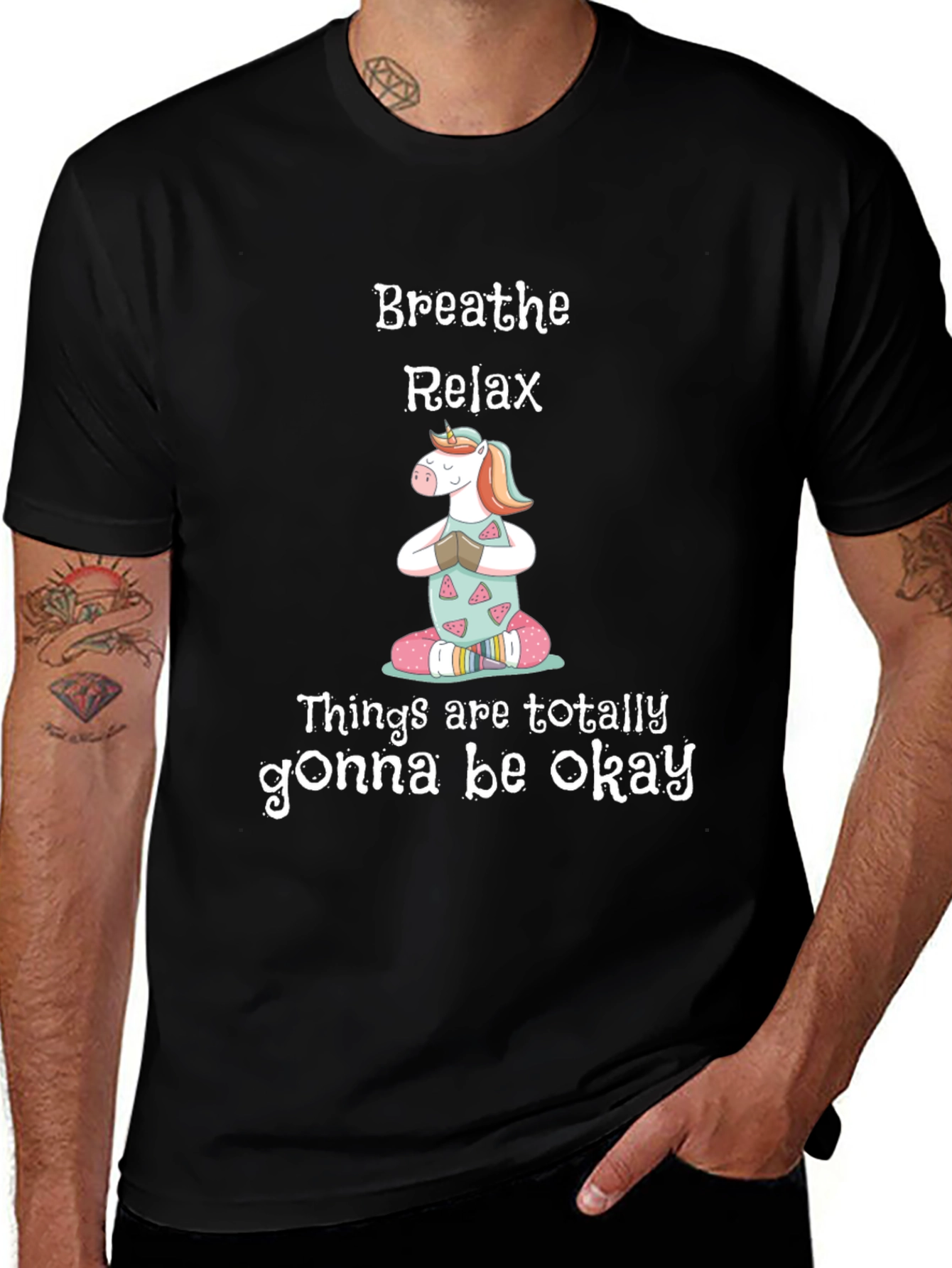 Breathe Relax Unicorn Graphic T-Shirt