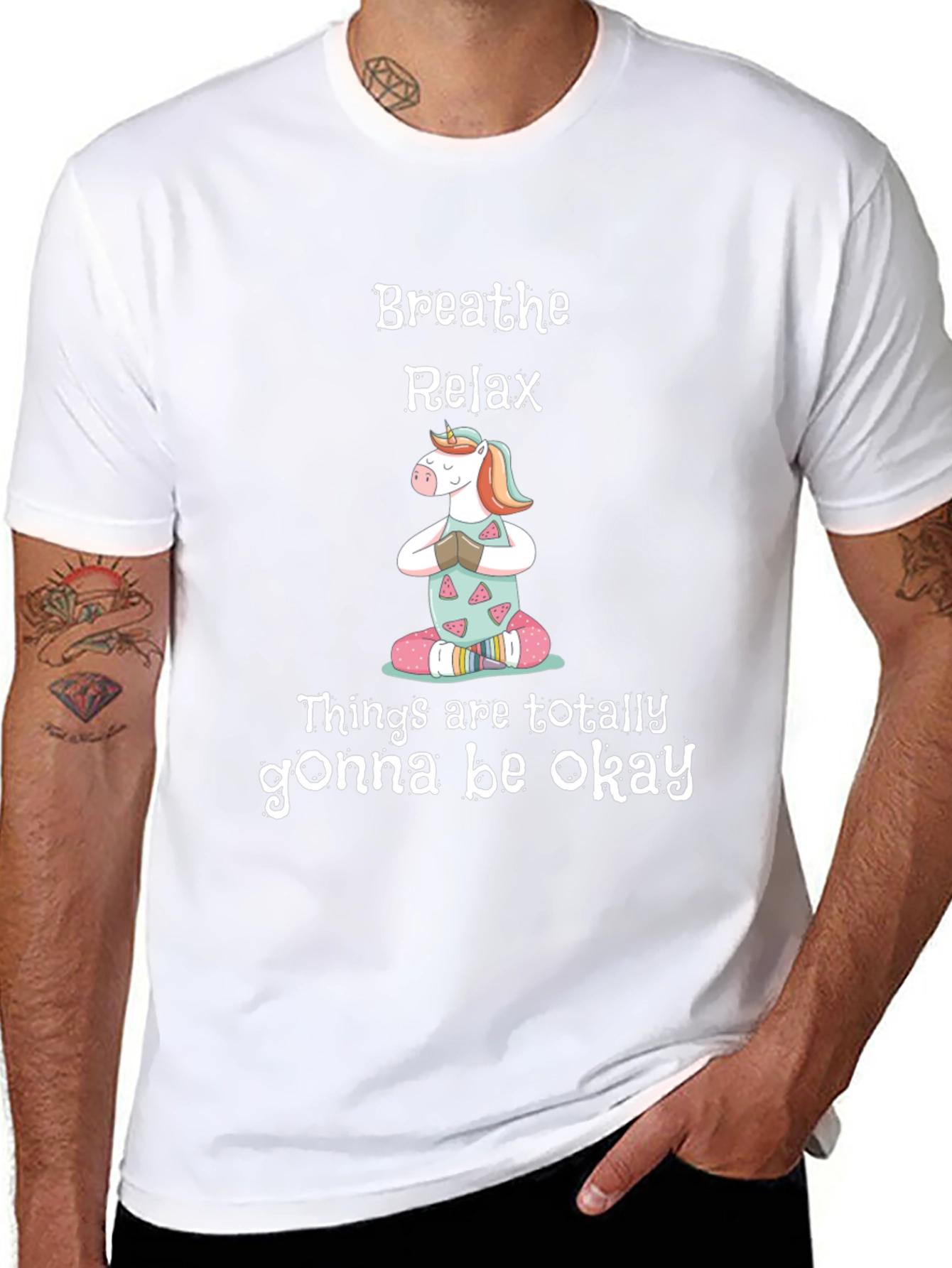 Breathe Relax Unicorn Graphic T-Shirt