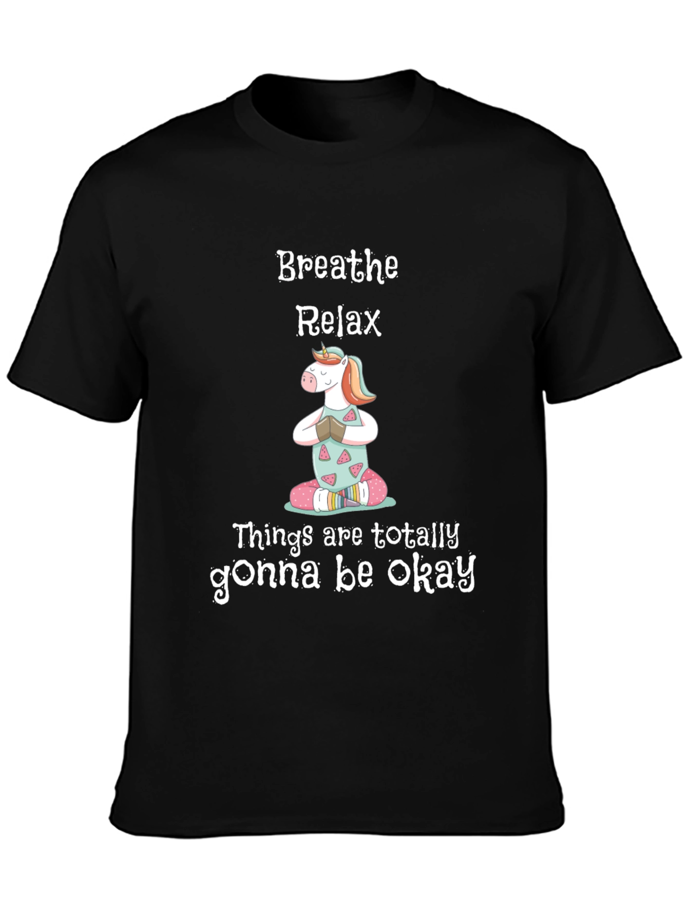Breathe Relax Unicorn Graphic T-Shirt