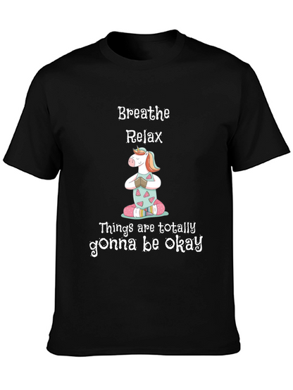 Breathe Relax Unicorn Graphic T-Shirt