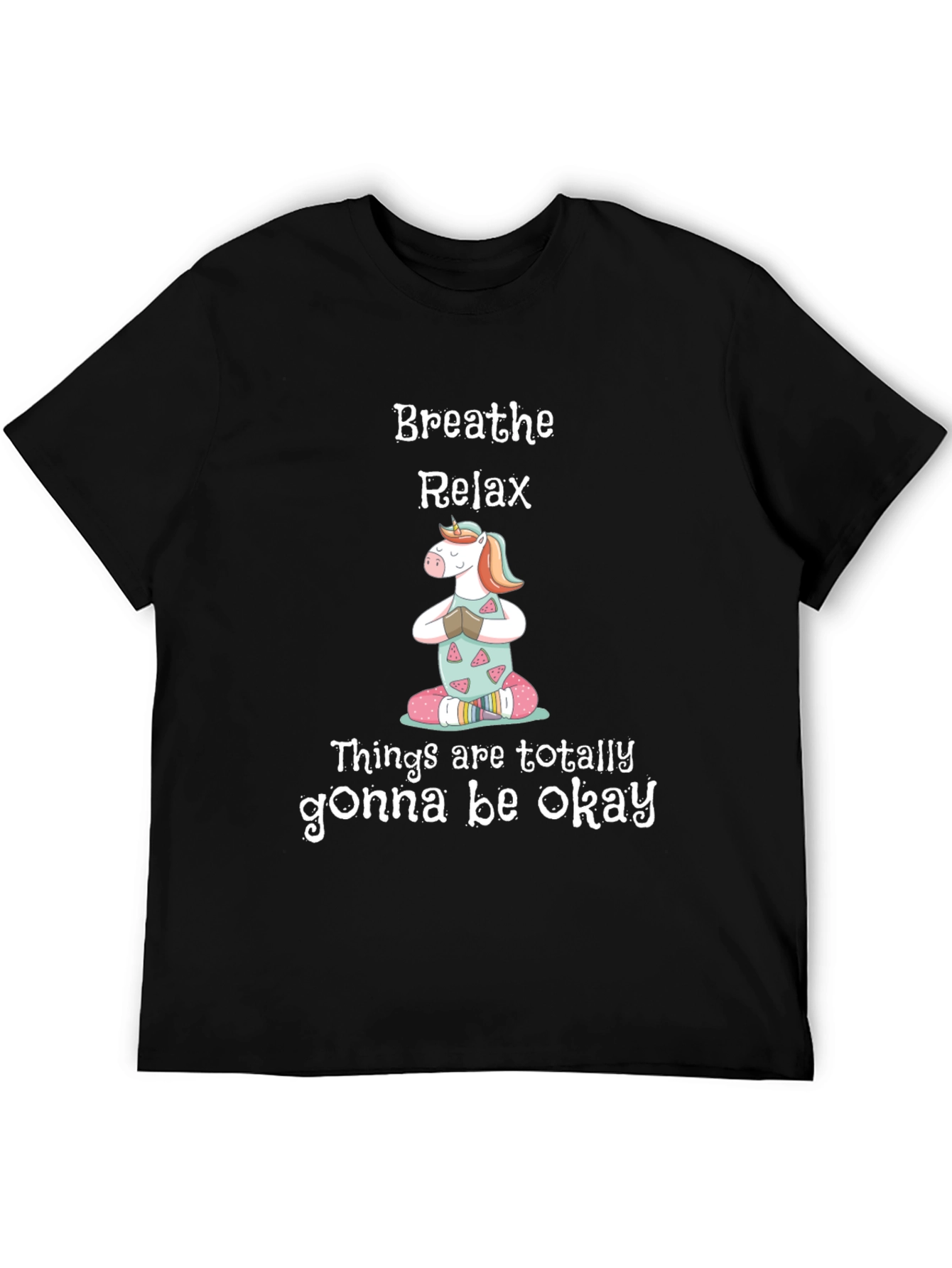 Breathe Relax Unicorn Graphic T-Shirt