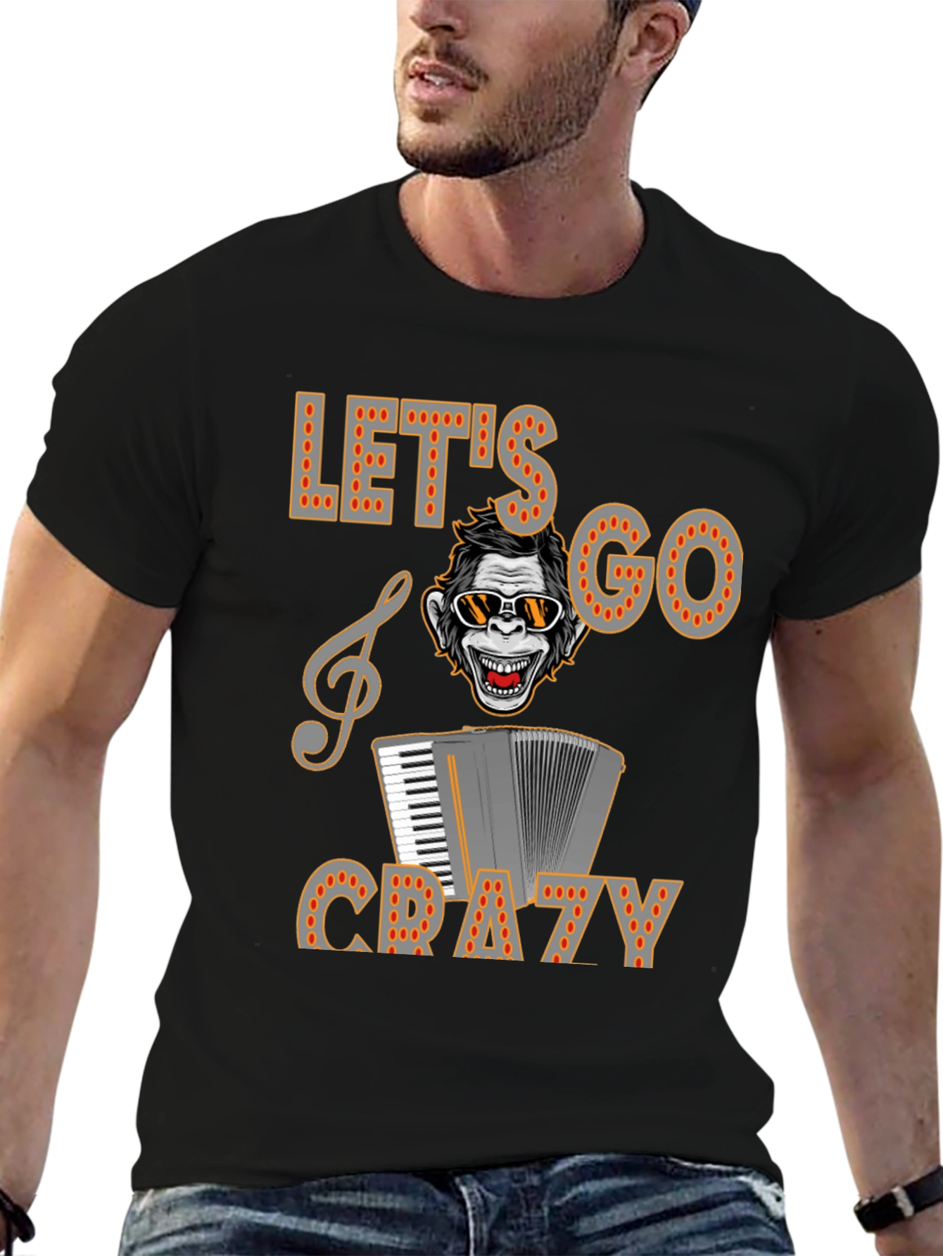 Lets Go Crazy Monkey Accordion T-Shirt