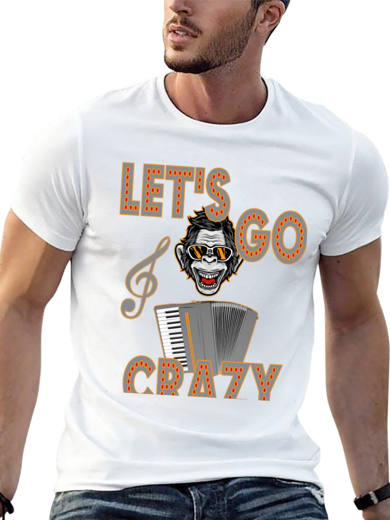 Lets Go Crazy Monkey Accordion T-Shirt