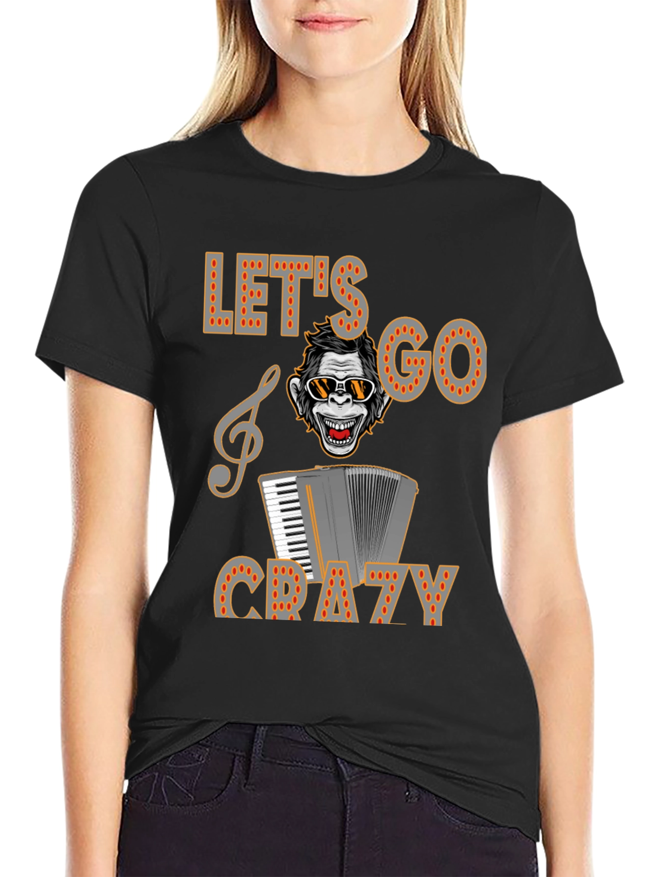 Lets Go Crazy Monkey Accordion T-Shirt