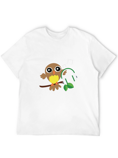Owl with Headphones Graphic T-Shirt