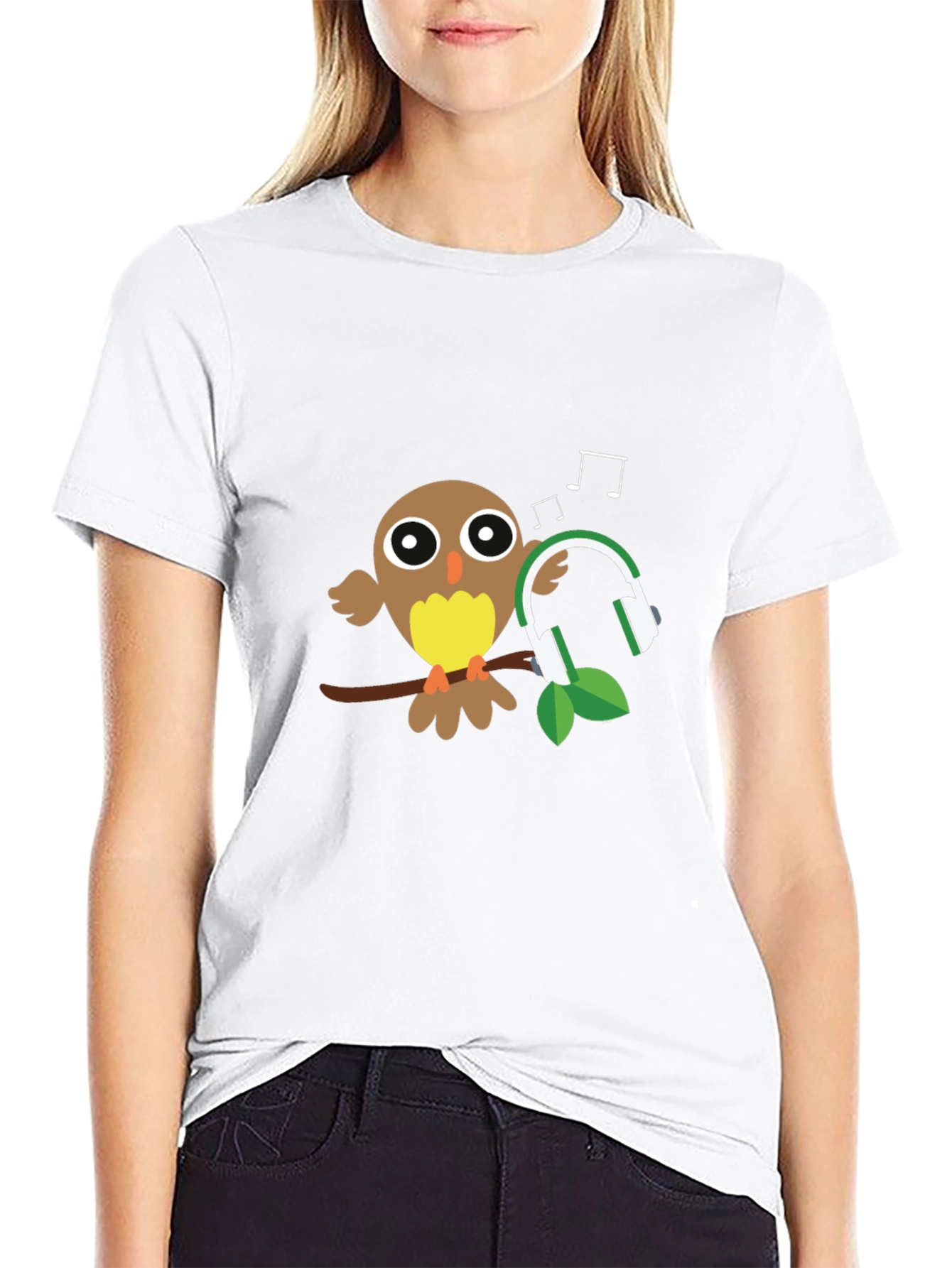 Owl with Headphones Graphic T-Shirt